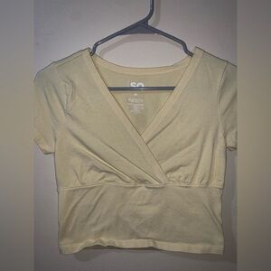 SO Cream Wrap-Front Cropped Tee | Size M